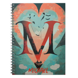 Herz mit dem Buchstaben M Notizblock