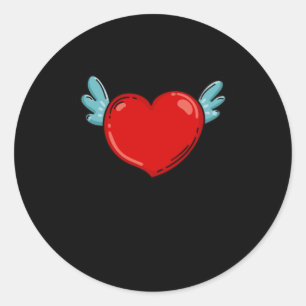 Herz mit Flügeln Liebe Valentinstag Runder Aufkleber