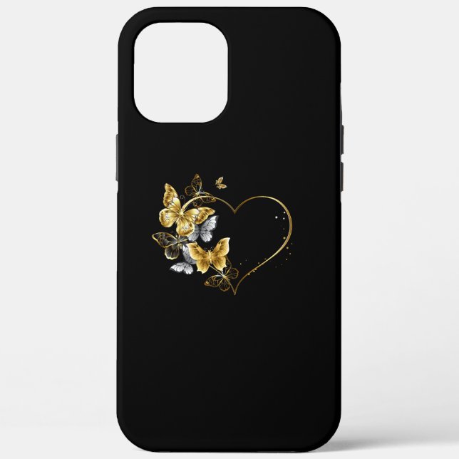 Herz mit goldenen Schmetterlingen Case-Mate iPhone Hülle (Rückseite)