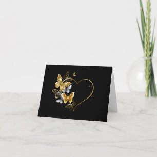 Herz mit goldenen Schmetterlingen Dankeskarte