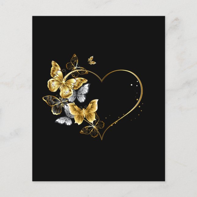 Herz mit goldenen Schmetterlingen Flyer (Vorne)