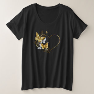 Herz mit goldenen Schmetterlingen Große Größe T-Shirt