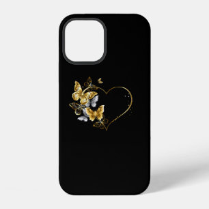 Herz mit goldenen Schmetterlingen iPhone 12 Hülle