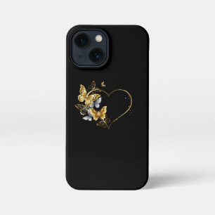 Herz mit goldenen Schmetterlingen iPhone 13 Mini Hülle