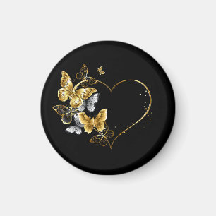 Herz mit goldenen Schmetterlingen Magnet