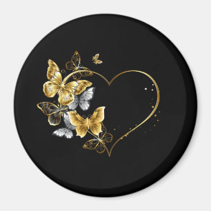 Herz mit goldenen Schmetterlingen Magnet