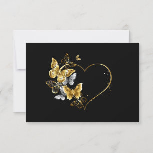 Herz mit goldenen Schmetterlingen Mitteilungskarte