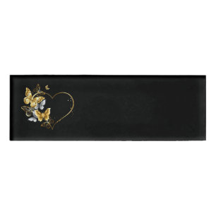 Herz mit goldenen Schmetterlingen Namenschild