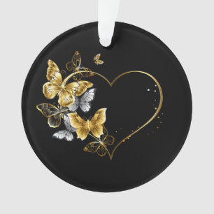 Herz mit goldenen Schmetterlingen Ornament