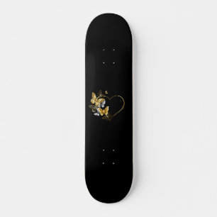 Herz mit goldenen Schmetterlingen Skateboard