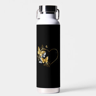 Herz mit goldenen Schmetterlingen Trinkflasche