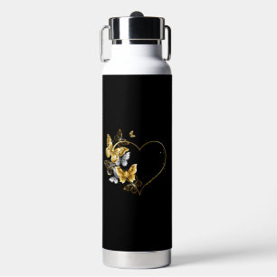 Herz mit goldenen Schmetterlingen Trinkflasche
