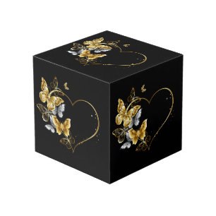 Herz mit goldenen Schmetterlingen Würfel