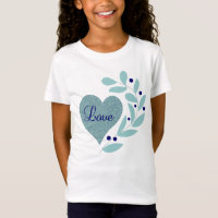 Herz mit Liebe & Blätter Girls T-Shirt