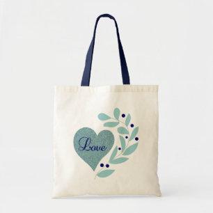 Herz mit Liebe & Blätter Tote Tasche