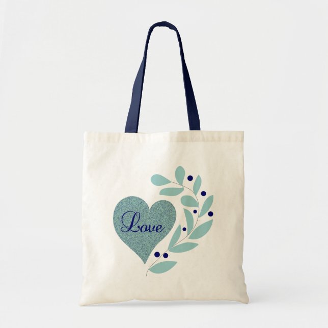 Herz mit Liebe & Blätter Tote Tasche (Vorne)