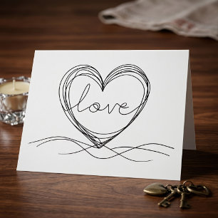 Herz mit Liebe Kontinuierliches Linienkunst-Design Dankeskarte