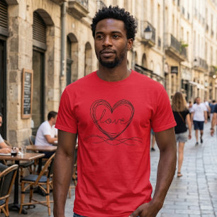 Herz mit Liebe Kontinuierliches Linienkunst-Design T-Shirt