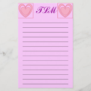 Herz-mit Monogramm Briefpapier gezeichnet