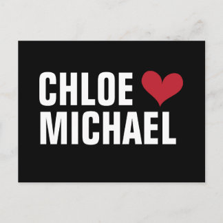 - Herz mit Namen (schwarz/rot) Ankündigungspostkarte