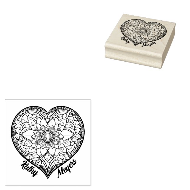 Herz mit Ornamenten Gummistempel (Stempel)