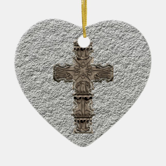 Herz mit Querverzierung Keramik Ornament (Vorne)