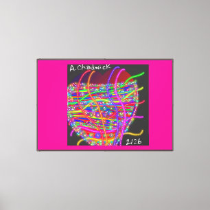 Herz mit Regenbögen und Neon-Halsketten und Blumen Leinwanddruck