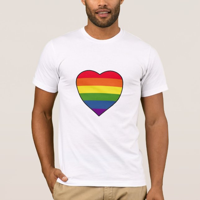 Herz mit Regenbogenfarben T-Shirt (Vorderseite)