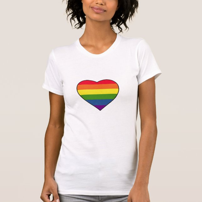 Herz mit Regenbogenfarben T-Shirt (Vorderseite)