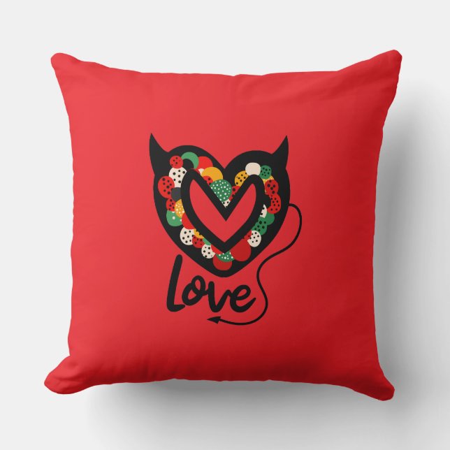 Herz mit Schwanz & Hörner Kissen Kissen (Vorderseite)