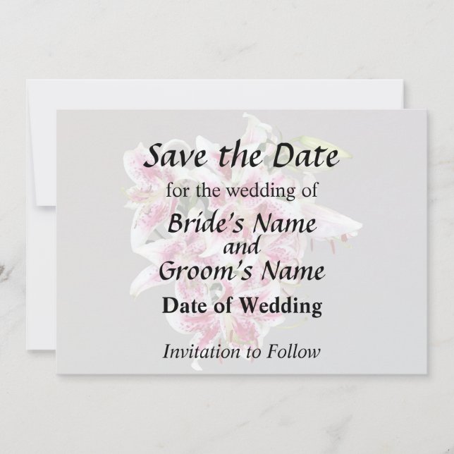 Herz mit Stargazer-Lilien Save The Date (Vorderseite)