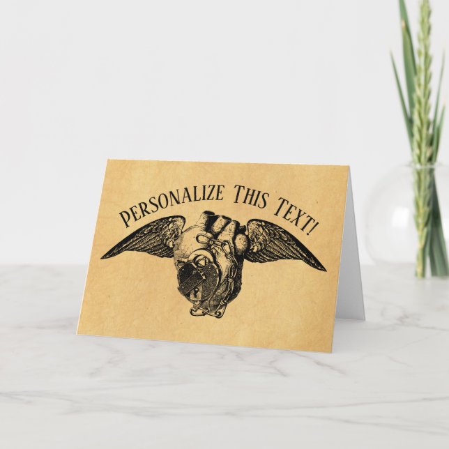 Herz mit Stöcken und Flügeln Karte (Vorderseite)