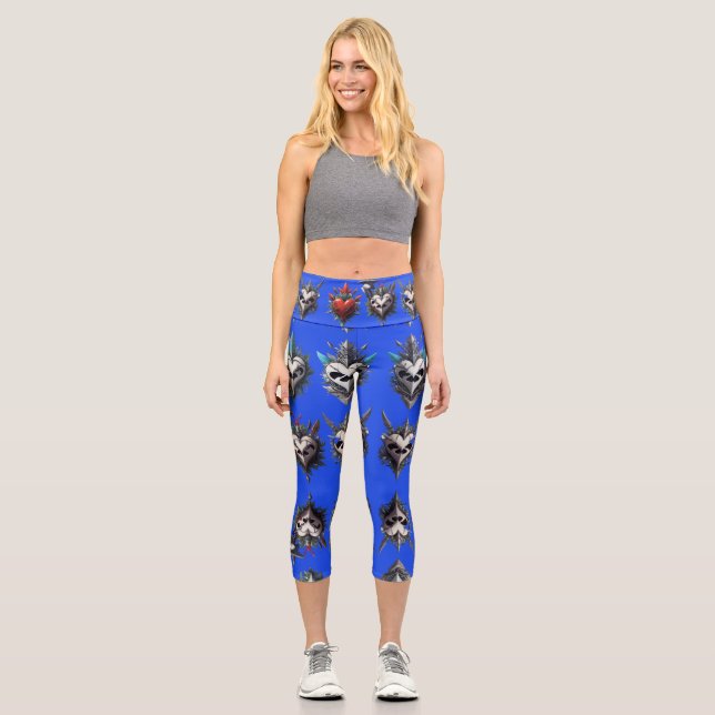 Herz mit Thorns Capri Leggings (Vorderseite)