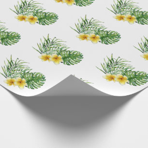 Herz Moderne gelbe tropische Blüte Geschenkpapier