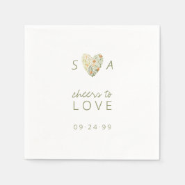 Herz Moderne Rustikale Boho Blumengrün Hochzeit Serviette