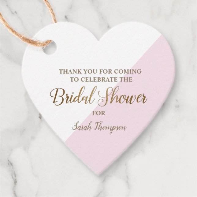 Herz Modernes Personalisiertes Pink Gold Brautpart Geschenkanhänger (Vorderseite)