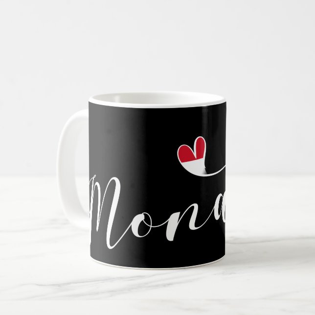 Herz Monaco, Monaco Flag, I Liebe Monaco Kaffeetasse (Vorderseite Links)