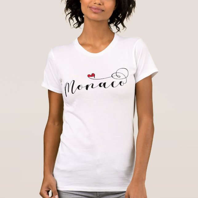Herz Monaco, Monaco Flag, I Liebe Monaco T-Shirt (Vorderseite)