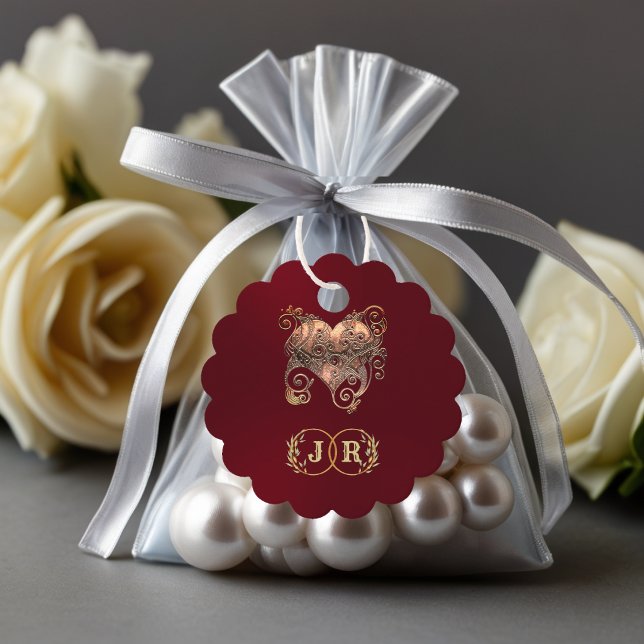 Herz & Monogramm Danke - Burgund Geschenkanhänger (Von Creator hochgeladen)