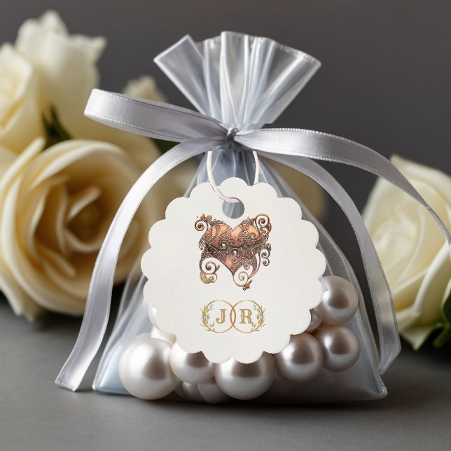 Herz & Monogramm Danke - Creme Geschenkanhänger (Von Creator hochgeladen)