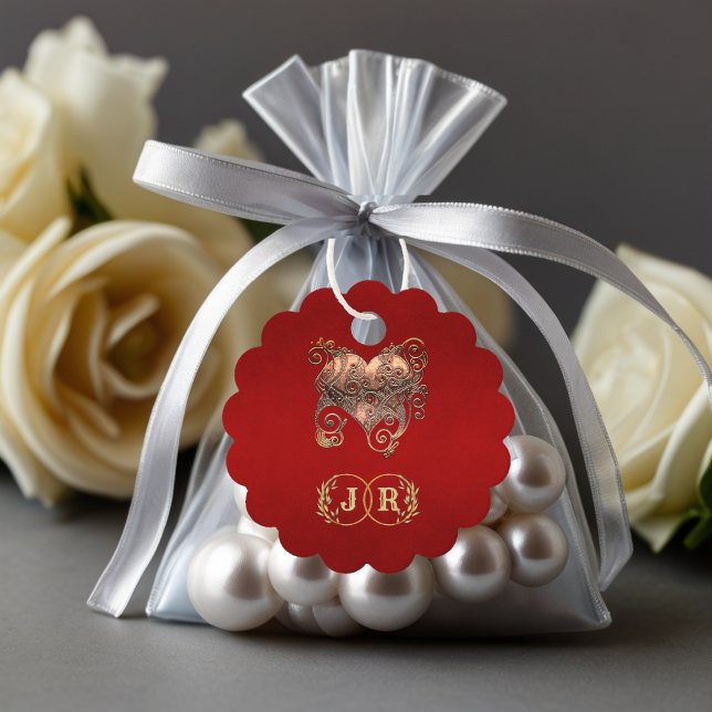 Herz & Monogramm Danke - Rot Geschenkanhänger (Von Creator hochgeladen)