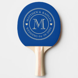 Herz-Monogramm für königliche Hochzeit im Stil der Tischtennis Schläger