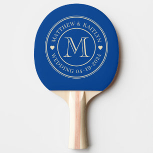 Herz-Monogramm für königliche Hochzeit im Stil der Tischtennis Schläger