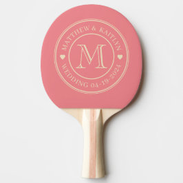 Herz-Monogramm Hochzeit Mitte des Jahrhunderts Pfi Tischtennis Schläger