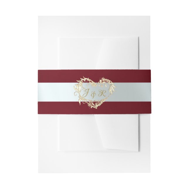 Herz-Monogramm - Rot/Silber Einladungsbanderole (Vorderseite Beispiel)