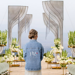Herz Mrs Braut bald Neuvermählte Ehefrau Hochzeit Jeansjacke