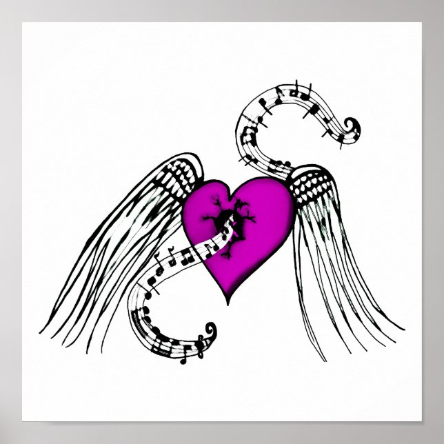 Herz Music Pink Poster (Vorne)