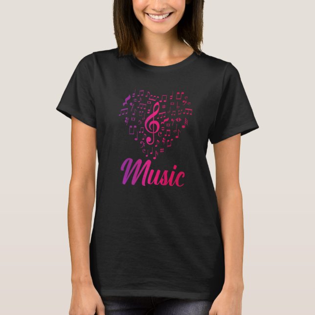 Herz-Musiknoten T-Shirt (Vorderseite)