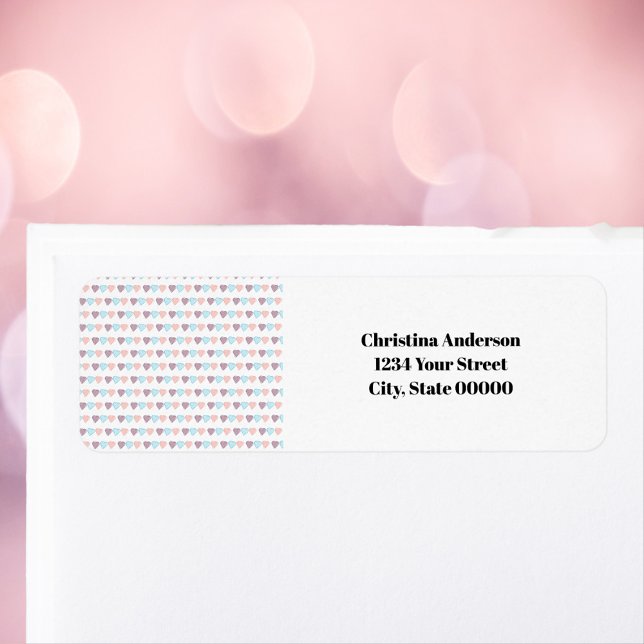 Herz-Muster personalisieren Rücksendeadresse (A pretty return address label with a pink, blue and purple heart pattern.  )