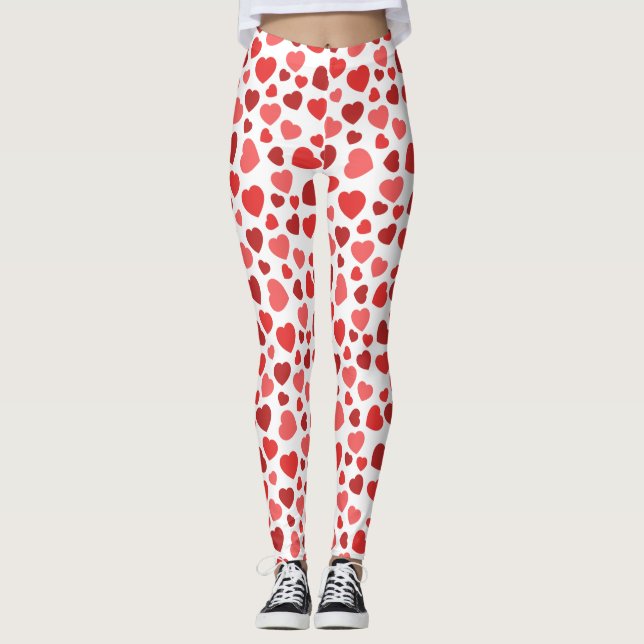 Herz-Muster, rote Herzen, Herz-Muster Leggings (Vorderseite)